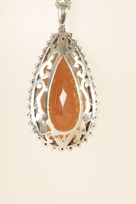 Lot 250 - A LARGE 18CT WHITE GOLD TEARDROP ZULTANITE AND DIAMOND PENDENT ON FIVE CHAIN NECKLACE