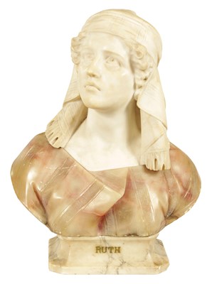 Lot 501 - PROFESSOR GUISEPPE BESSI. A 19TH CENTURY ITALIAN CARVED MARBLE BUST TITLED ‘RUTH’