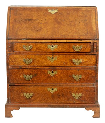 Lot 1004 - AN 18TH CENTURY FIGURED BURR WALNUT BUREAU