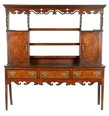 Lot 1089 - AN 18TH-CENTURY OAK SHROPSHIRE DRESSER