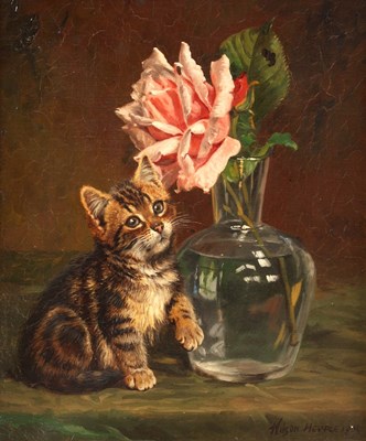 Lot 462 - WILSON HEPPLE 1854 - 1937 OIL ON CANVAS kitten...