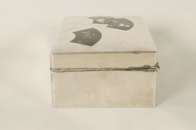 Lot 121 - A  LARGE JAPANESE SILVER AND INLAID BRONZE LIDDED BOX