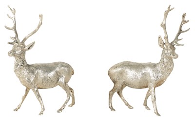Lot 326 - A PAIR OF .925 HALLMARKED SILVER ANIMALIER SCULPTURES