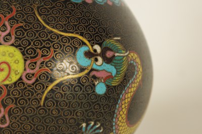 Lot 59 - A PAIR OF CHINESE CLOISONNÉ ENAMEL BULBOUS VASES WITH FLARED NECKS