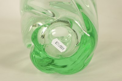 Lot 30 - A LARGE ART DECO DAUM TRANSLUCENT GREEN GLASS VASE