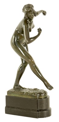 Lot 482 - PAUL PHILLIPPE A FINE GREEN PATINATED BRONZE SCULPTURE OF A NUDE FEMALE DANCER CIRCA 1920'S