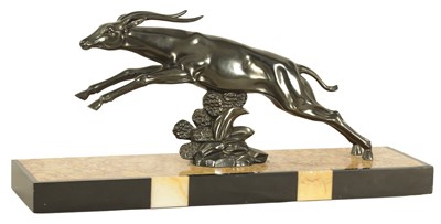 Lot 472 - A LARGE ART DECO BRONZED ANIMALIER FIGURE OF A GAZELLE