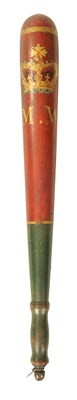 Lot 389 - A LARGE 19TH CENTURY POLYCHROME PAINTED TURNED WOOD TRUNCHEON