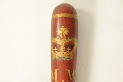 Lot 389 - A LARGE 19TH CENTURY POLYCHROME PAINTED TURNED WOOD TRUNCHEON