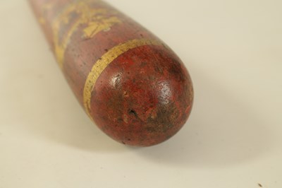 Lot 389 - A LARGE 19TH CENTURY POLYCHROME PAINTED TURNED WOOD TRUNCHEON