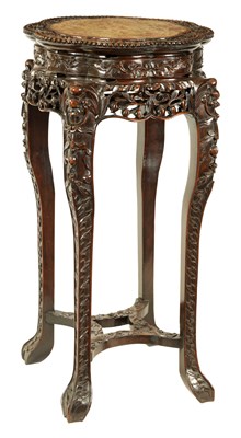 Lot 209 - A 19TH CENTURY CHINESE CARVED HARDWOOD TALL JARDINIERE STAND