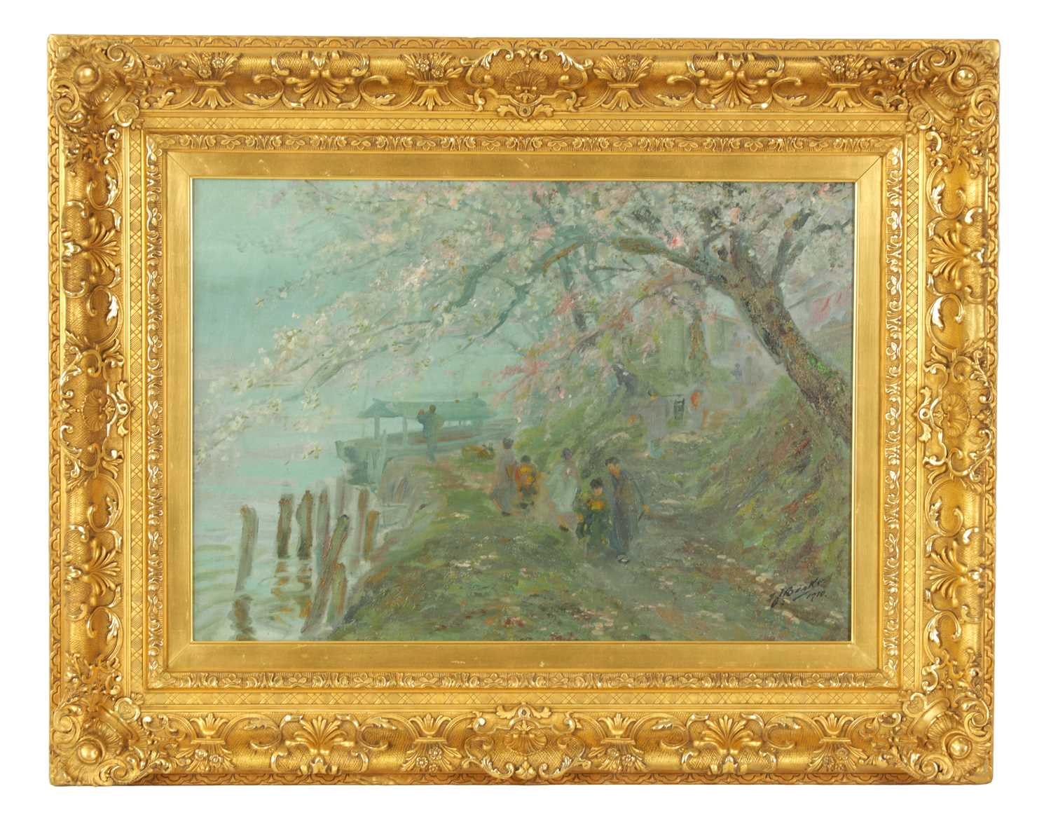 Lot 624 - YAMADA BASKE (MINNESOTA/JAPAN 1869-1934) OIL ON CANVAS