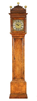 Lot 795 - THOMAS WIGHTMAN, LONDON. A FINE QUEEN ANN BURR WALNUT MONTH DURATION LONGCASE CLOCK