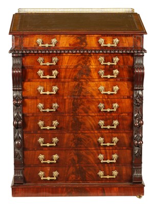 Lot 951 - A 19TH CENTURY MAHOGANY COUNTRY HOUSE ESTATE CLERK'S CHEST