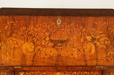 Lot 960 - AN 18TH CENTURY DUTCH MARQUETRY BOMBE-SHAPED BUREAU