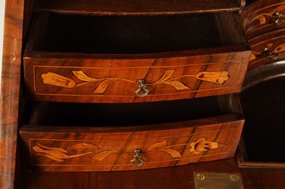 Lot 960 - AN 18TH CENTURY DUTCH MARQUETRY BOMBE-SHAPED BUREAU