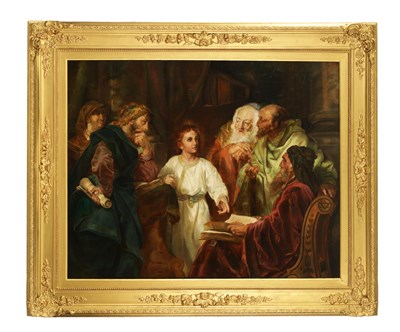 Lot 604 - AFTER HEINRICH HOFFMAN. A LARGE GOOD QUALITY 19TH CENTURY OIL ON CANVAS. CHRIST IN THE TEMPLE