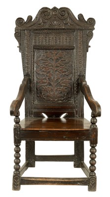 Lot 851 - A 17TH CENTURY OAK WAINSCOT CHAIR