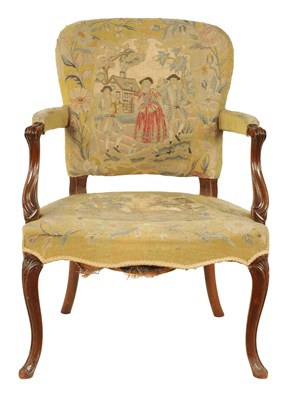 Lot 862 - AN 18TH CENTURY MAHOGANY HEPPLEWHITE DESIGN OPEN ARMCHAIR