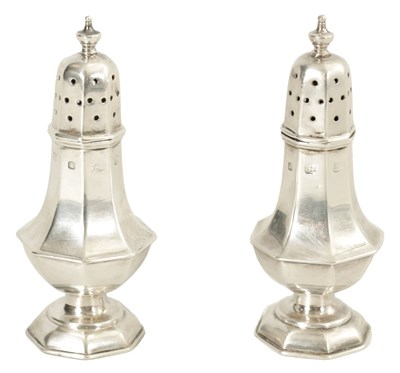 Lot 1013 - A PAIR OF VICTORIAN SILVER SALT AND PEPPER SHAKERS