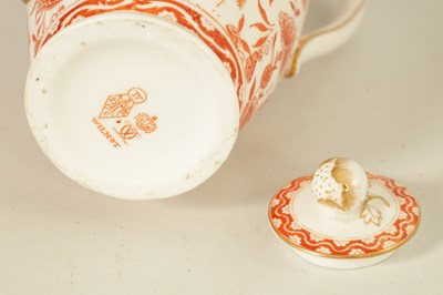 Lot 212 - A LATE 19TH CENTURY ROYAL CROWN DERBY PORCELAIN RED AND WHITE WILMOT TEA SERVICE