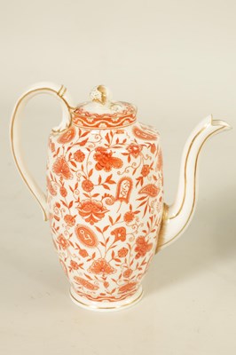 Lot 212 - A LATE 19TH CENTURY ROYAL CROWN DERBY PORCELAIN RED AND WHITE WILMOT TEA SERVICE