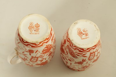 Lot 212 - A LATE 19TH CENTURY ROYAL CROWN DERBY PORCELAIN RED AND WHITE WILMOT TEA SERVICE