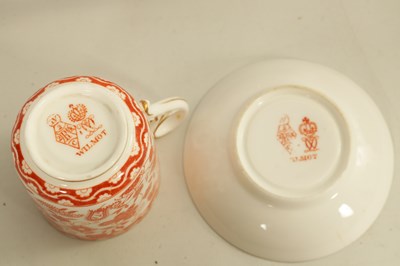 Lot 212 - A LATE 19TH CENTURY ROYAL CROWN DERBY PORCELAIN RED AND WHITE WILMOT TEA SERVICE