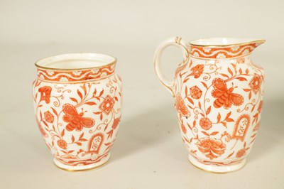 Lot 212 - A LATE 19TH CENTURY ROYAL CROWN DERBY PORCELAIN RED AND WHITE WILMOT TEA SERVICE