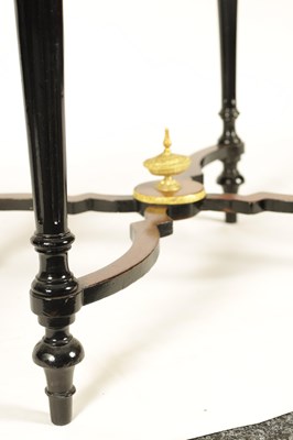 Lot 880 - A MID 19TH CENTURY MARQUETRY INLAID WALNUT AND EBONISED ORMOLU MOUNTED CARD TABLE