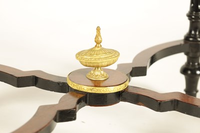 Lot 880 - A MID 19TH CENTURY MARQUETRY INLAID WALNUT AND EBONISED ORMOLU MOUNTED CARD TABLE