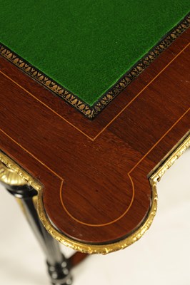Lot 880 - A MID 19TH CENTURY MARQUETRY INLAID WALNUT AND EBONISED ORMOLU MOUNTED CARD TABLE