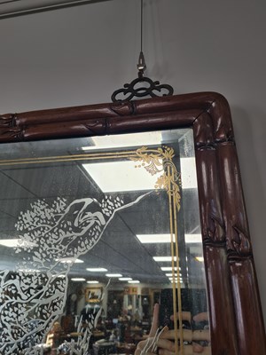 Lot 187 - A PAIR OF LATE 19TH CENTURY CHINESE HARDWOOD HANGING MIRRORS