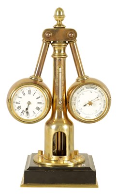 Lot 734 - A LATE 19TH CENTURY FRENCH INDUSTRIAL CENTRIFUGAL GOVERNOR CLOCK BAROMETER