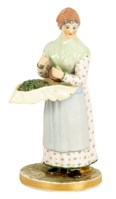Lot 60 - LATE 19TH CENTURY PORCELAIN FIGURE OF A STREET VENDOR - POSSIBLY RUSSIAN