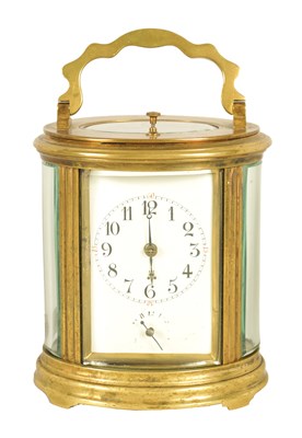 Lot 17 - A LATE 19TH CENTURY FRENCH OVAL CASED GRAND SONNERIE REPEATING CARRIAGE CLOCK