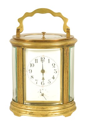 Lot 684 - A LATE 19TH CENTURY FRENCH OVAL CASED GRAND SONNERIE REPEATING CARRIAGE CLOCK