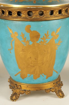 Lot 50 - A PAIR OF 19TH CENTURY SEVRES STYLE AND ORMOLU MOUNTED ICE PAILS AND COVERS