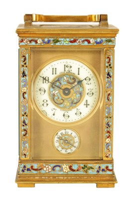 Lot 713 - A LATE 19TH CENTURY FRENCH CHAMPLEVE ENAMEL CARRIAGE CLOCK