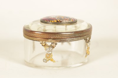 Lot 221 - A 19TH CENTURY FRENCH OVAL GLASS AND GILT METAL MOUNTED PATCH BOX