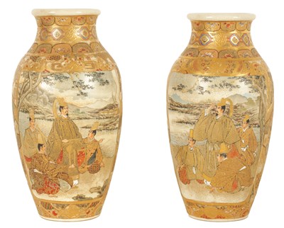 Lot 115 - A PAIR OF LATE 19TH CENTURY JAPANESE MEIJI OVOID CABINET VASES