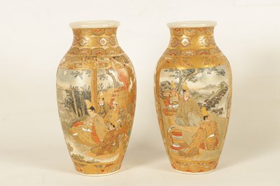 Lot 115 - A PAIR OF LATE 19TH CENTURY JAPANESE MEIJI OVOID CABINET VASES