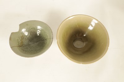 Lot 197 - TWO 18TH/19TH CENTURY CHINESE CELADON GLAZED BOWLS