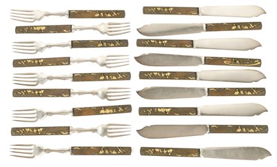 Lot 81 - A LATE 19TH CENTURY JAPANESE MEIJI 18 PIECE CUTLERY SERVICE FOR FISH