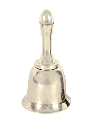 Lot 339 - AN ASPREY & CO SILVER PLATED NOVELTY COCKTAIL SHAKER FORMED AS A BELL