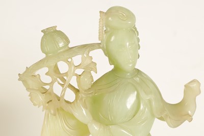 Lot 155 - A FINE 19TH CENTURY CARVED JADE SCULPTURE OF A GEISHA