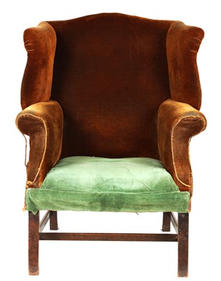 Lot 906 - A GEORGE III MAHOGANY GENTLEMAN’S WING BACK ARMCHAIR