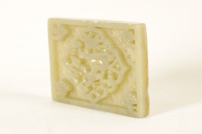 Lot 213 - AN EARLY 20TH CENTURY CHINESE CARVED JADE TABLET