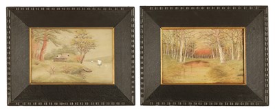 Lot 1140 - A PAIR OF JAPANESE SILK WORK PICTURES