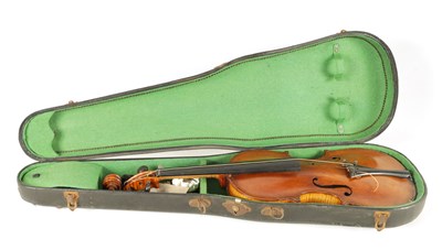 Lot 443 - AN ANTIQUE VIOLIN LABELLED ‘CONTTO PUGLISE’ DATED IN PENCIL 30/12/1924